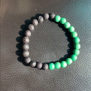 Lava rock and Green Gemstone Bracelet